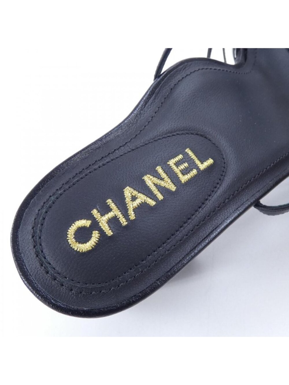 Chanel Size 38.5 Lambskin Black Sandals - Picture 6 of 6
